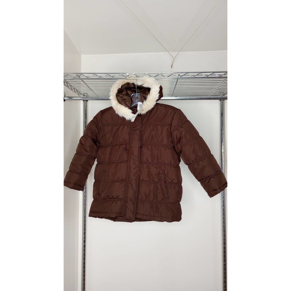 Gymboree Brown Winter Puffer Coat with Faux Fur 5-6